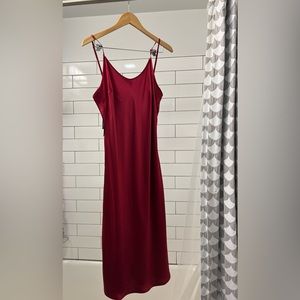 Maroon Lily Silk Dress, Size: Small